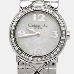 Pre Owned  Christian Dior White Mother of Pearl Diamonds Chris Collection D86-101 Women's Wristwatch 24 mm