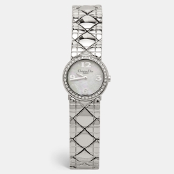 Pre Owned  Christian Dior White Mother of Pearl Diamonds Chris Collection D86-101 Women's Wristwatch 24 mm