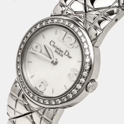 Pre Owned  Christian Dior White Mother of Pearl Diamonds Chris Collection D86-101 Women's Wristwatch 24 mm