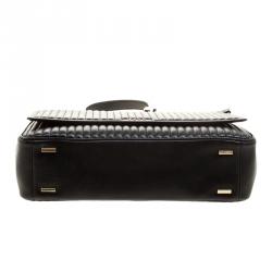 Pre Owned  DKNY Black Pinstripe Quilted Leather Large Gansevoort Flap Shoulder Bag 