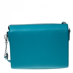 مملوكة مسبقًا Dkny Blue Leather Medium Bryant Crossbody Bag  