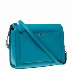 مملوكة مسبقًا Dkny Blue Leather Medium Bryant Crossbody Bag  