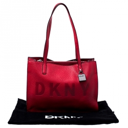Pre Owned DKNY Red Leather Commuter MD Tote