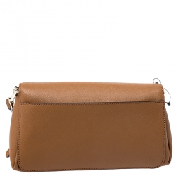 Pre Owned Dkny Tan Leather Flap Crossbody Bag