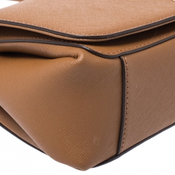 Pre Owned Dkny Tan Leather Flap Crossbody Bag