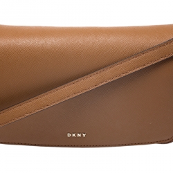 Pre Owned Dkny Tan Leather Flap Crossbody Bag