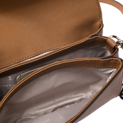 Pre Owned Dkny Tan Leather Flap Crossbody Bag