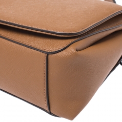 Pre Owned Dkny Tan Leather Flap Crossbody Bag