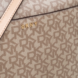 Pre Owned DKNY Beige Signature Coated Canvas Bryant Crossbody Bag