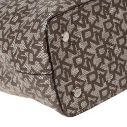 Pre Owned Dkny Brown/Beige Signature Coated Canvas and Leather Bryant Bucket Bag
