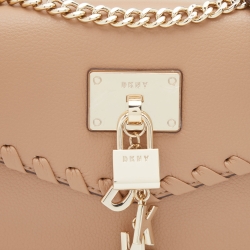 Pre Owned DKNY Beige Leather Elissa Chain Flap Shoulder Bag