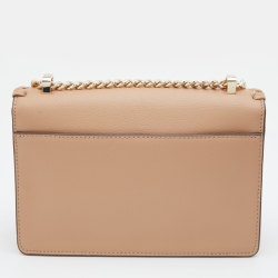 Pre Owned DKNY Beige Leather Elissa Chain Flap Shoulder Bag