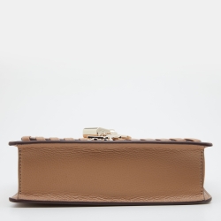 Pre Owned DKNY Beige Leather Elissa Chain Flap Shoulder Bag