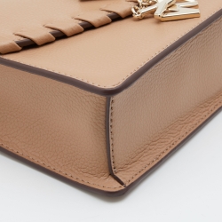 Pre Owned DKNY Beige Leather Elissa Chain Flap Shoulder Bag