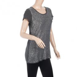 Pre Owned DKNY Grey Sequin T-Shirt S