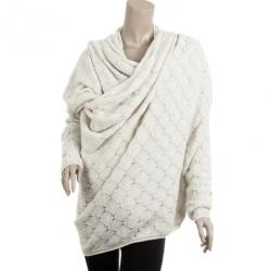 DKNY Pure Cream Crochet Wrap Cardigan