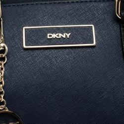 مملوكة مسبقًا حقيبة يد دي كي أن واي شوبر جلد سوداء/ زرقاء