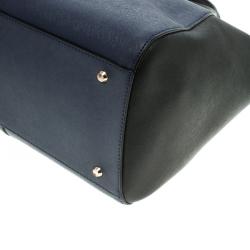 مملوكة مسبقًا حقيبة يد دي كي أن واي شوبر جلد سوداء/ زرقاء