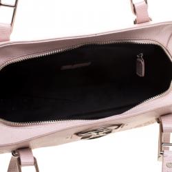 Pre Owned DKNY Metallic Pink Lizard Embossed Leather and Canvas Satchel