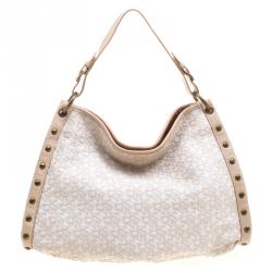 Pre Owned DKNY Beige Canvas Signature Hobo