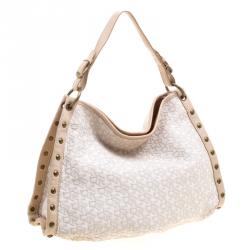 Pre Owned DKNY Beige Canvas Signature Hobo