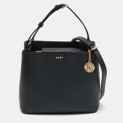 DKNY Black Leather Bryant Park Bucket Bag