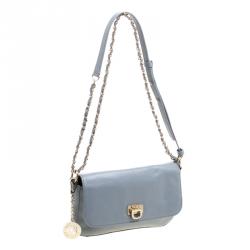 Pre Owned DKNY Grey Leather Crossbody Bag