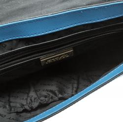 Pre Owned DKNY Blue Saffiano Leather Flap Shoulder Bag