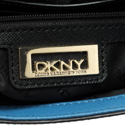 Pre Owned DKNY Blue Saffiano Leather Flap Shoulder Bag