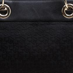 Pre Owned DKNY Black Monogram Fabric Tote