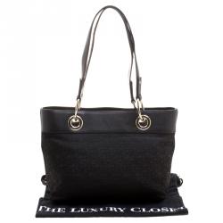 Pre Owned DKNY Black Monogram Fabric Tote