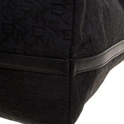 Pre Owned DKNY Black Monogram Fabric Tote