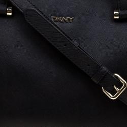 Pre Owned DKNY Black Leather Medium Bryant Park Double Zip Shopper Tote