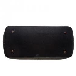 Pre Owned DKNY Black Leather Medium Bryant Park Double Zip Shopper Tote