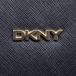 Pre Owned DKNY Black Leather Medium Bryant Park Double Zip Shopper Tote