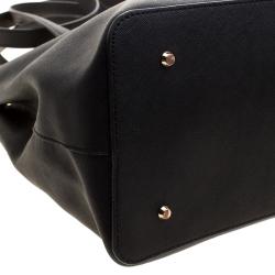 Pre Owned DKNY Black Leather Medium Bryant Park Double Zip Shopper Tote