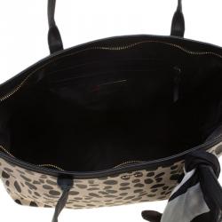 Pre Owned DKNY Black/White Printed Leather Tote