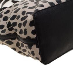 Pre Owned DKNY Black/White Printed Leather Tote