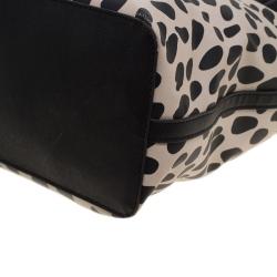 Pre Owned DKNY Black/White Printed Leather Tote