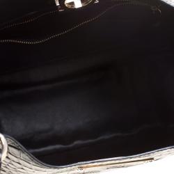 Pre Owned DKNY Black Croc Embossed Leather Hobo