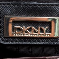 Pre Owned DKNY Beige/Burgundy Signature Canvas Tote