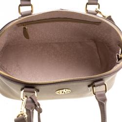 Pre Owned DKNY Brown Saffiano Leather Top Handle Bag