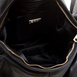 Pre Owned DKNY Black Leather Braided Handle Hobo