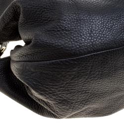 Pre Owned DKNY Black Leather Braided Handle Hobo