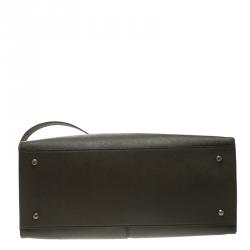 Pre Owned DKNY Khaki Leather Double Zip Convertible Tote