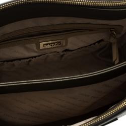 Pre Owned DKNY Khaki Leather Double Zip Convertible Tote
