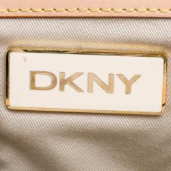 Pre Owned DKNY Red/Grey Monogram Canvas and Leather Trim Shoulder Bag