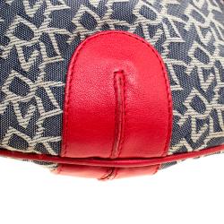 Pre Owned Dkny Red/Grey Monogram Canvas Tassel Hobo