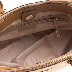 Pre Owned DKNY Camel Leather Medium Bryant Park Double Zip Shopper Tote