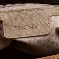 Pre Owned DKNY Camel Leather Medium Bryant Park Double Zip Shopper Tote